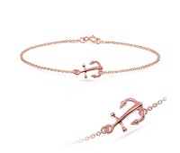 Anchor Rose Gold Plated Silver Anklet ANK-196-RO-GP